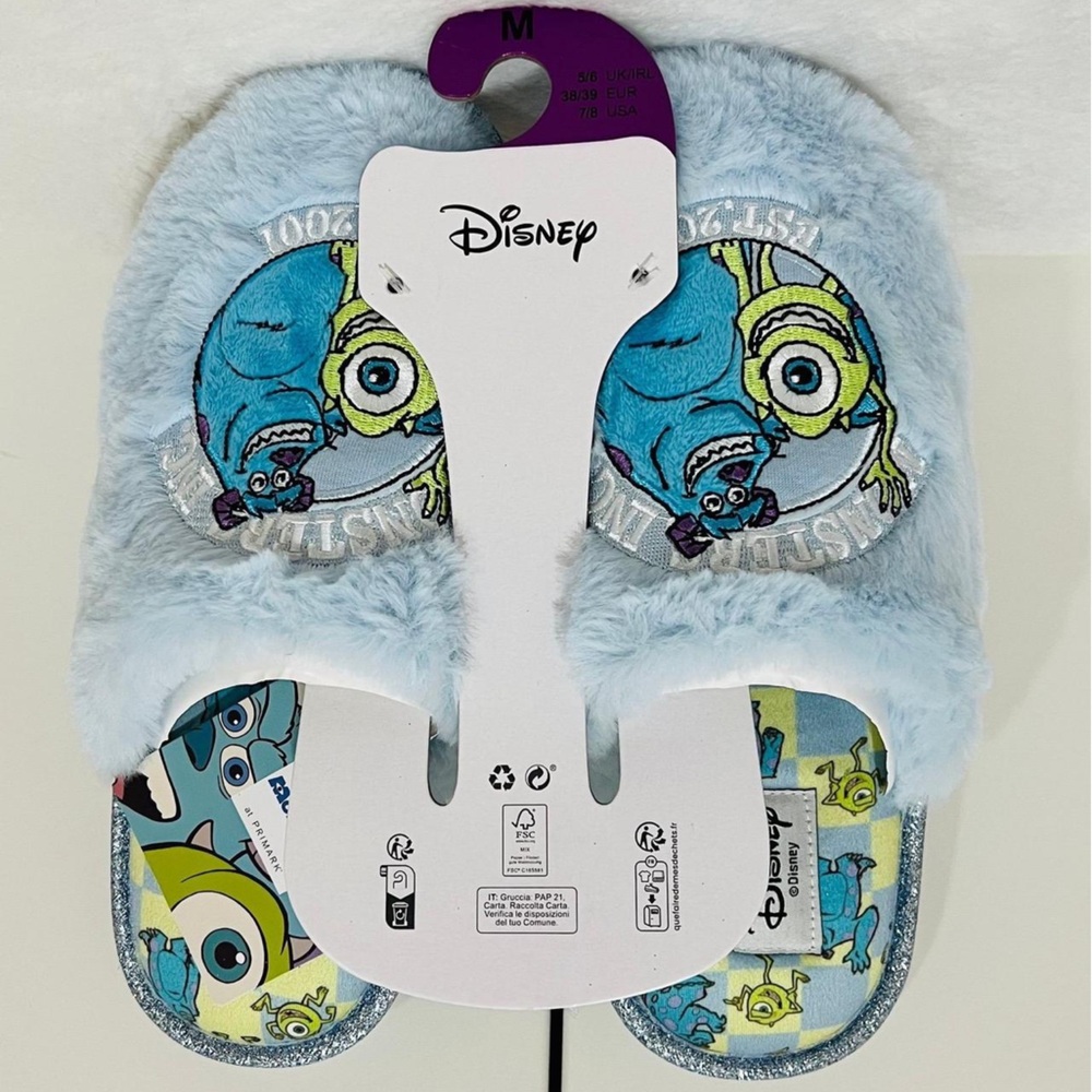 Disney Pixar Monsters Inc Sully and Mike Wazowski Fuzzy Slippers Size 7/8 - Picture 2 of 7